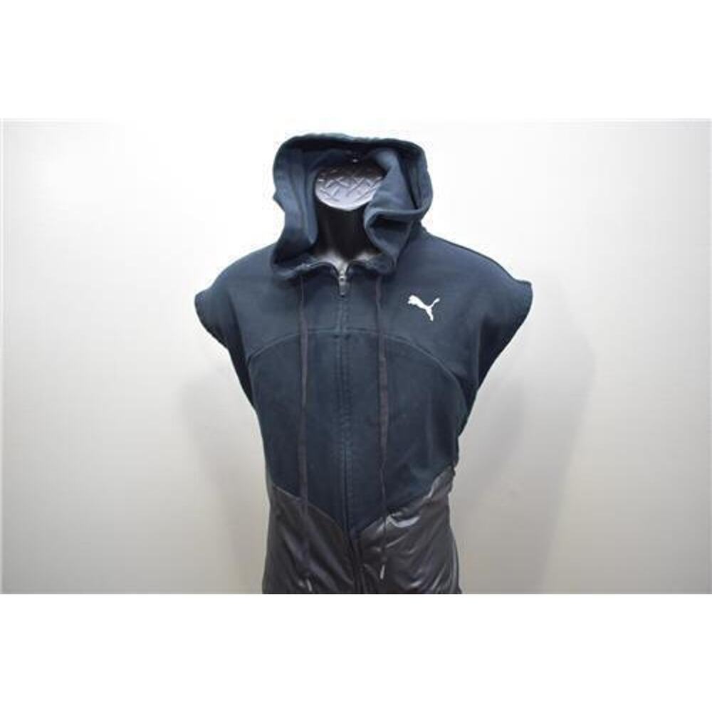 Puma Hoodie Sleeveless Full Zip Black Performance Athletic Womens Size Small